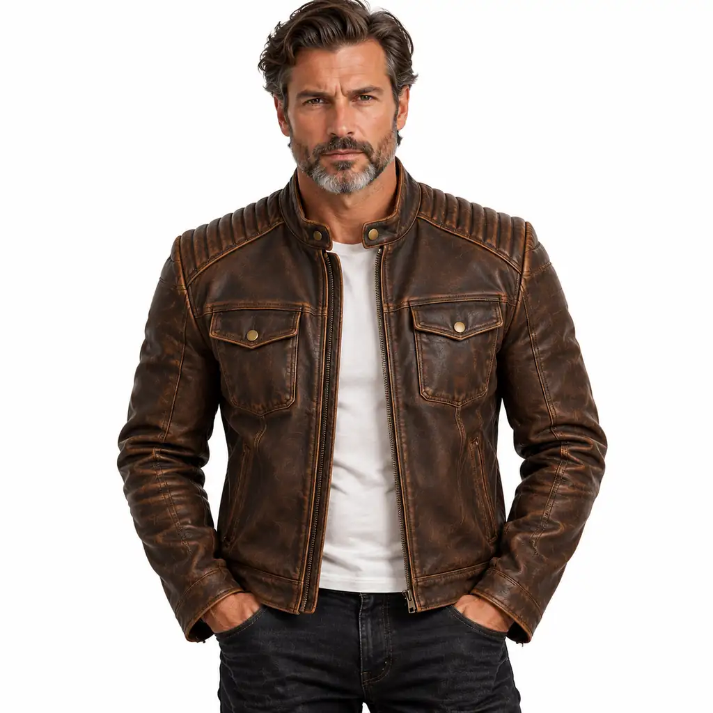 Brown Vintage Motorcycle Leather Jacket