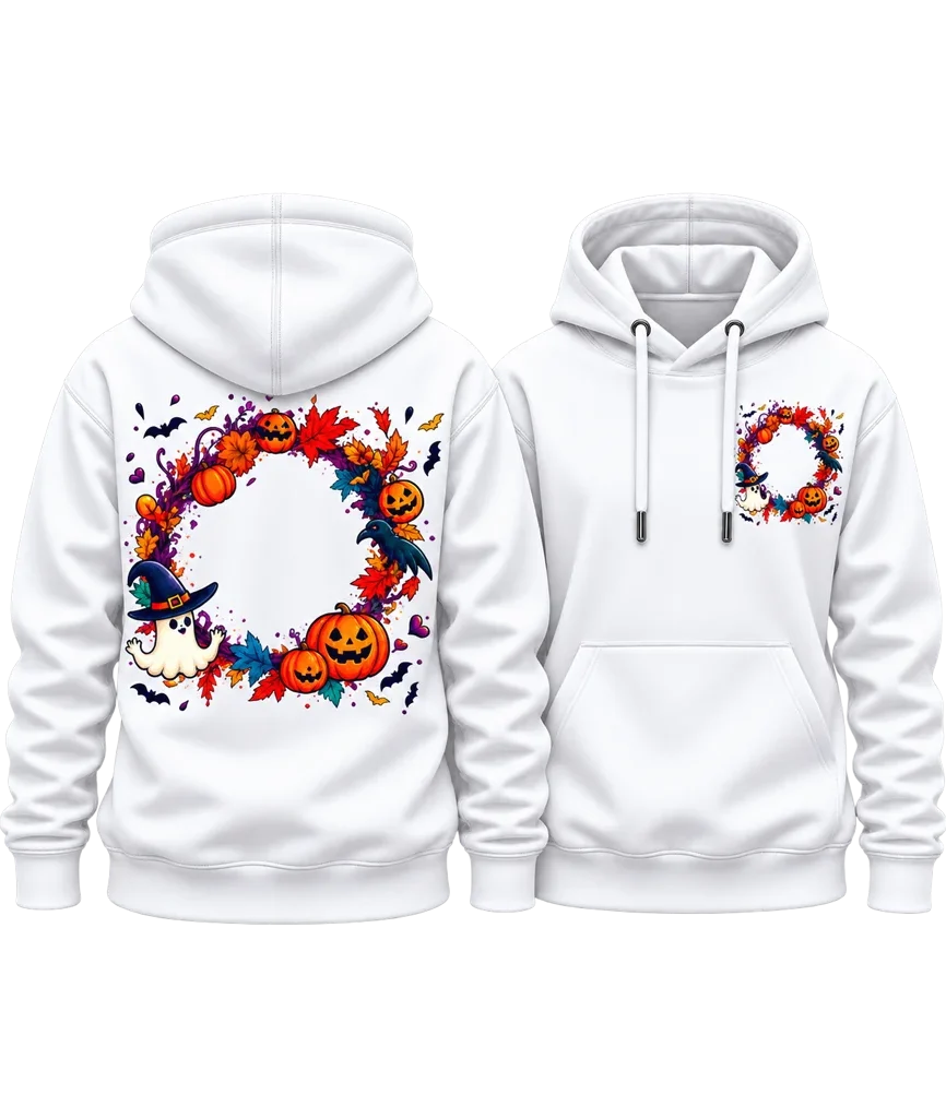 Casper Friendly Ghost Halloween Wreath Dual-Print Hoodie