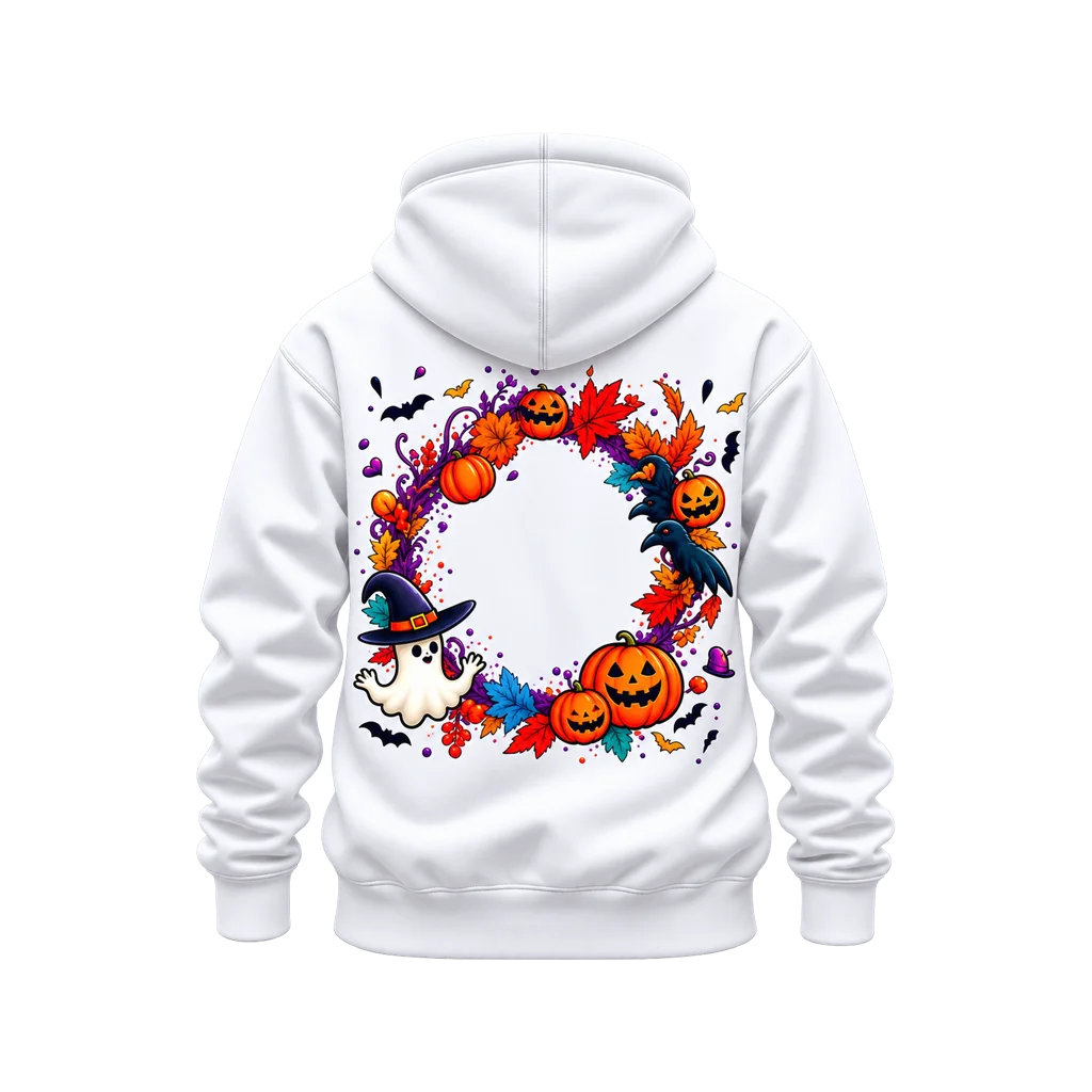 Casper Friendly Ghost Halloween Wreath Dual-Print Hoodie