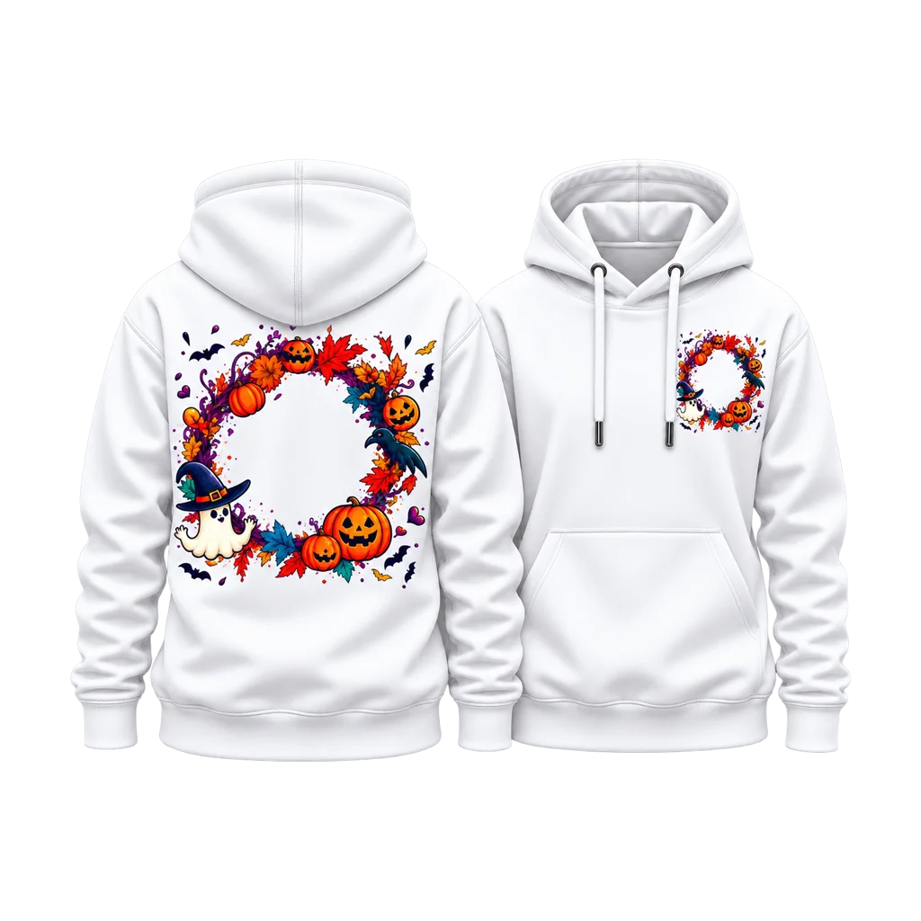 Casper Friendly Ghost Halloween Wreath Dual-Print Hoodie