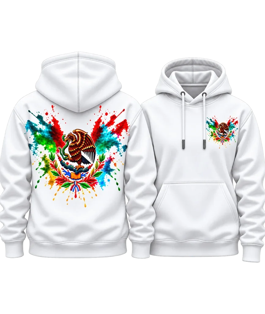 Coco Mexico Watercolor Splash Eagle Dual-Print Hoodie