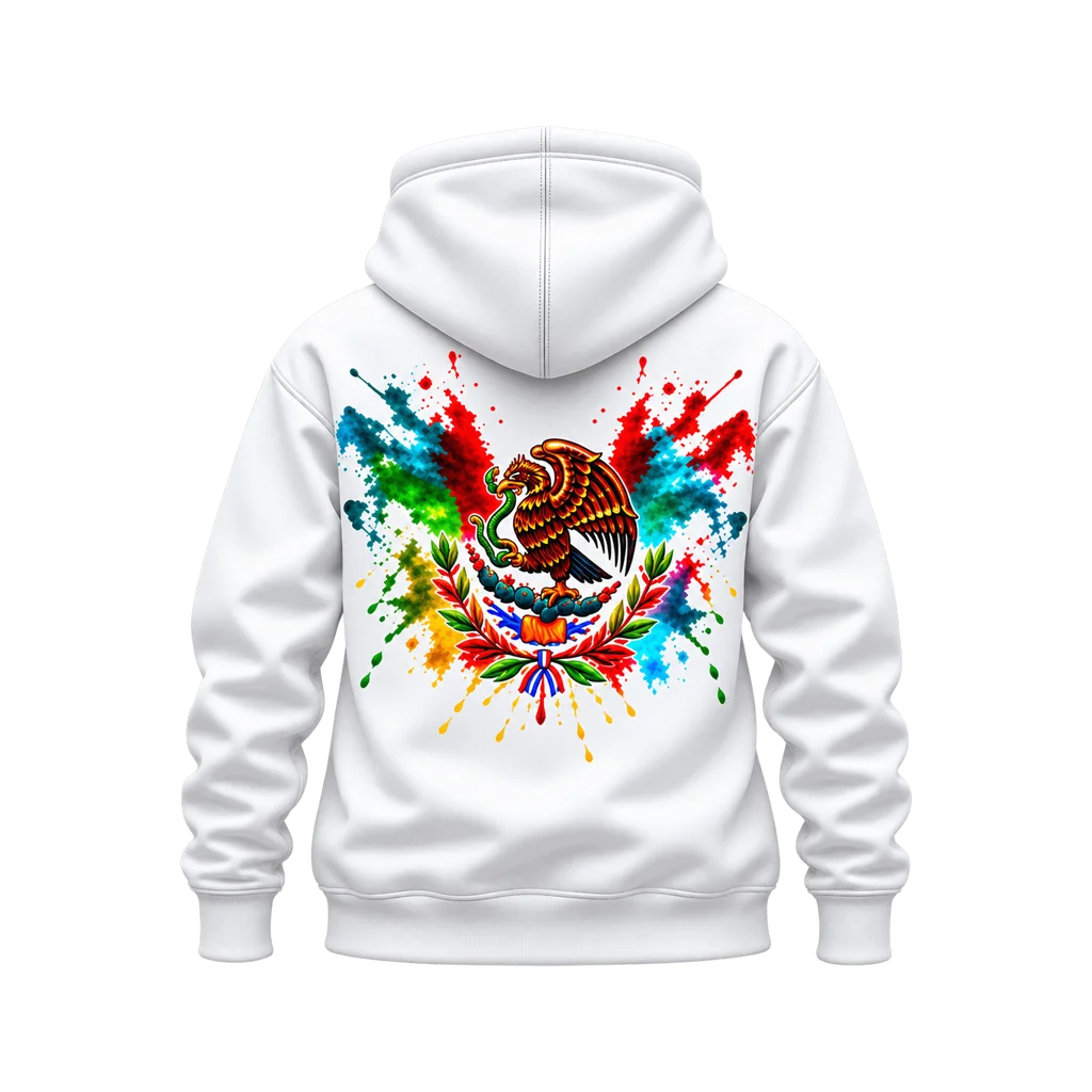 Coco Mexico Watercolor Splash Eagle Dual-Print Hoodie
