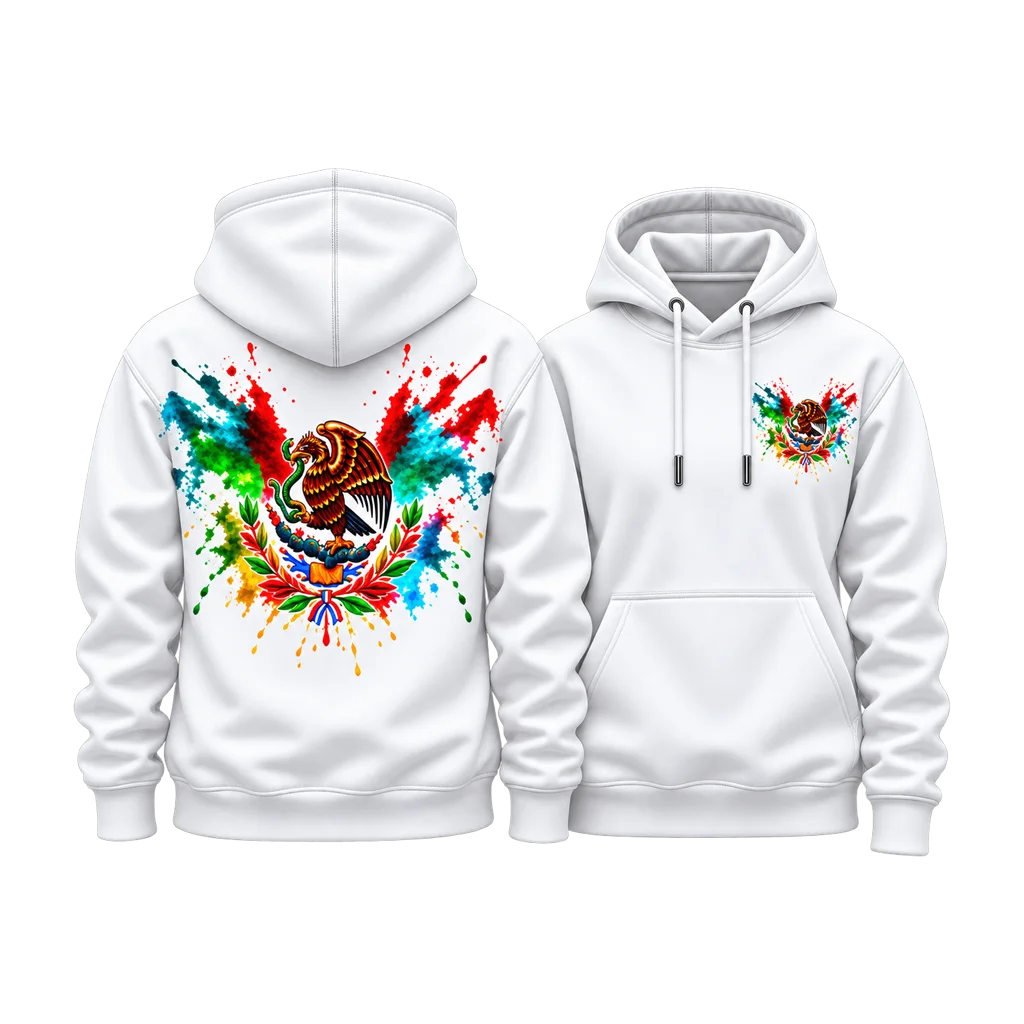 Coco Mexico Watercolor Splash Eagle Dual-Print Hoodie