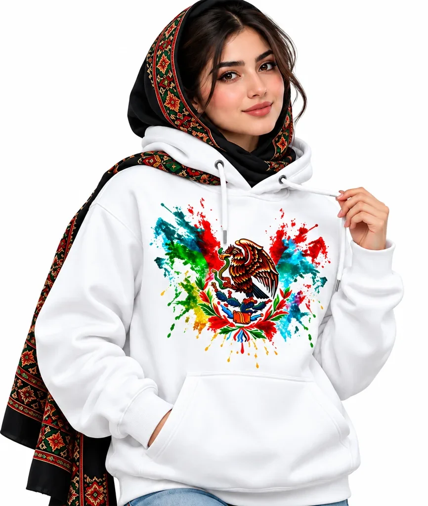 Coco Mexico Watercolor Splash Eagle Hoodie