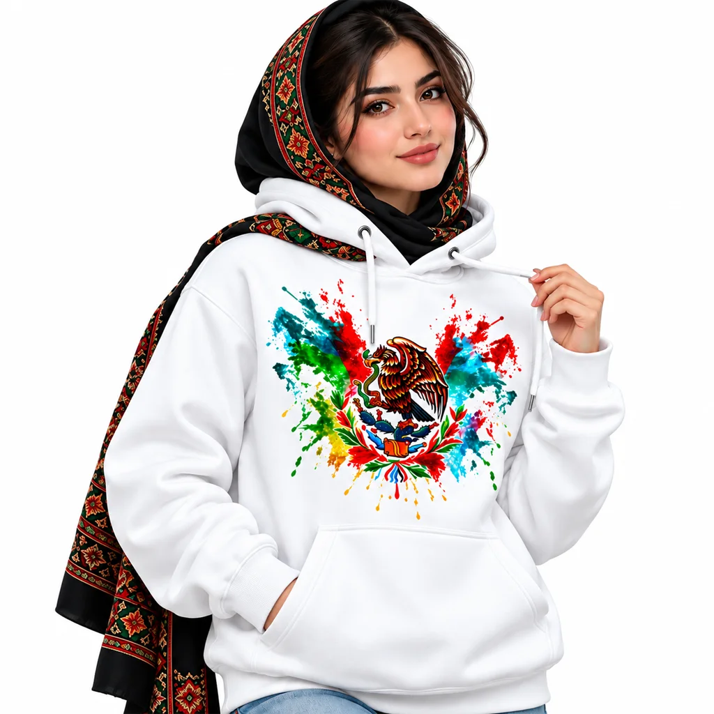 Coco Mexico Watercolor Splash Eagle Hoodie
