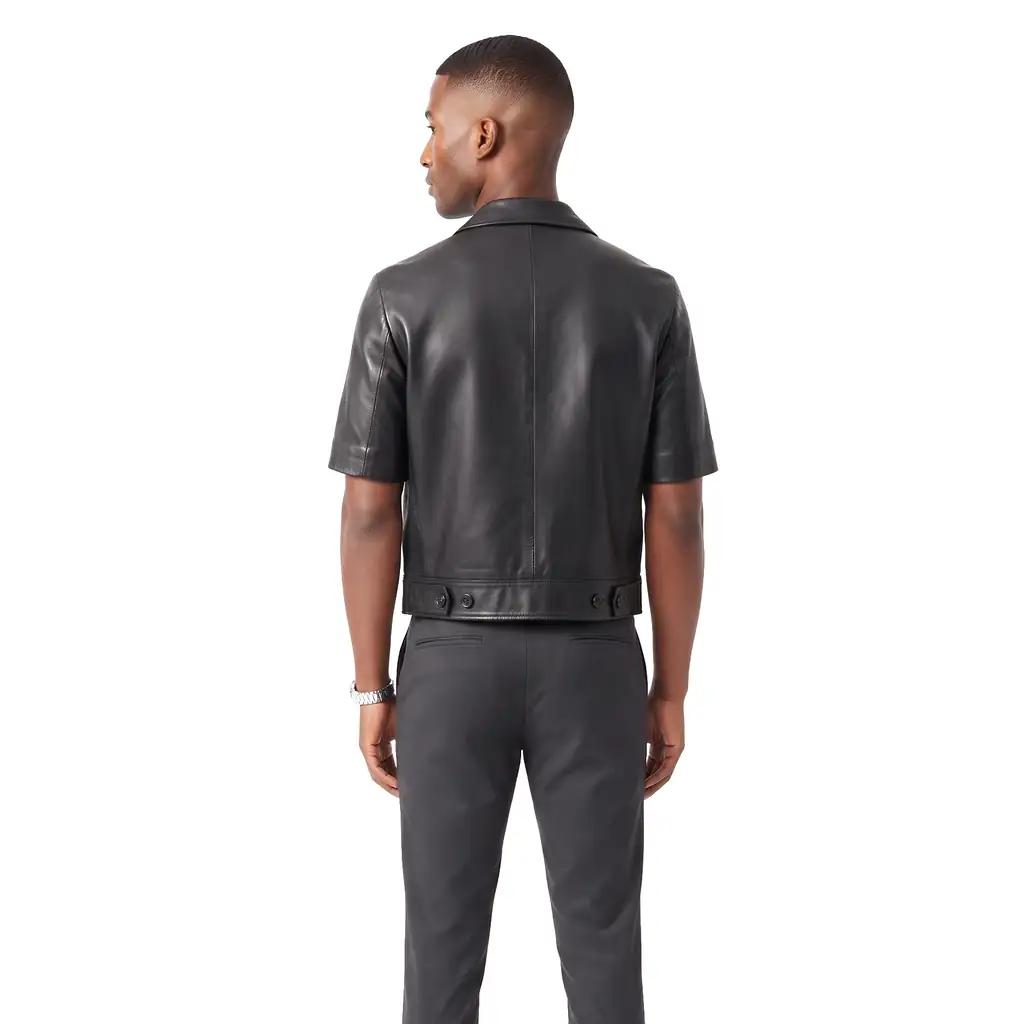 Cropped Leather Blazer