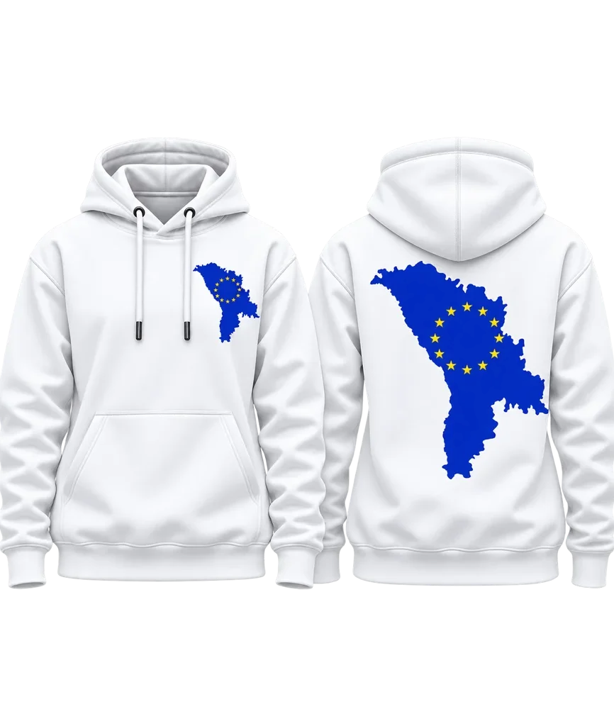 Dark Moldova EU Map Flag Dual-Print Hoodie