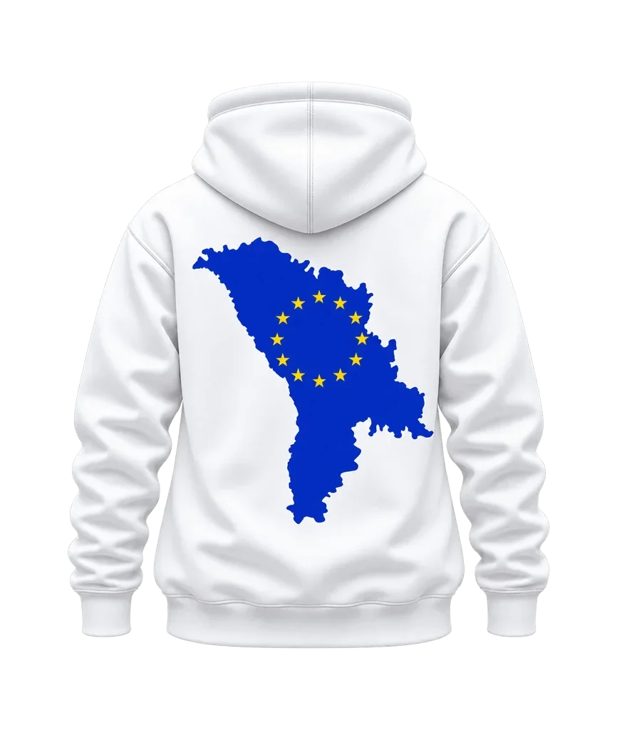 Dark Moldova EU Map Flag Dual-Print Hoodie