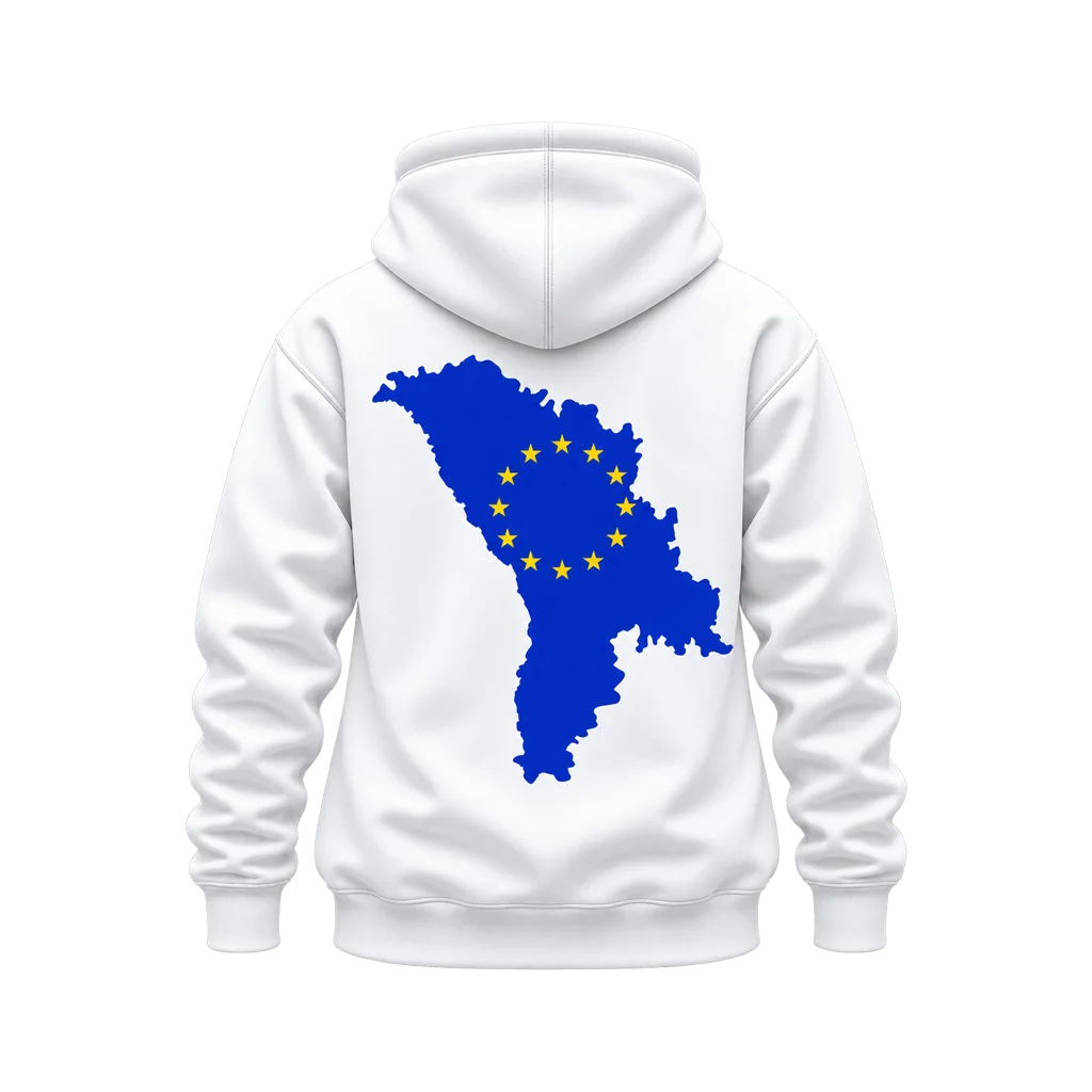 Dark Moldova EU Map Flag Dual-Print Hoodie