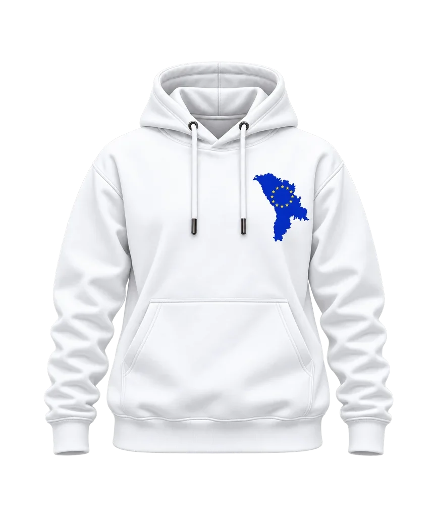 Dark Moldova EU Map Flag Dual-Print Hoodie
