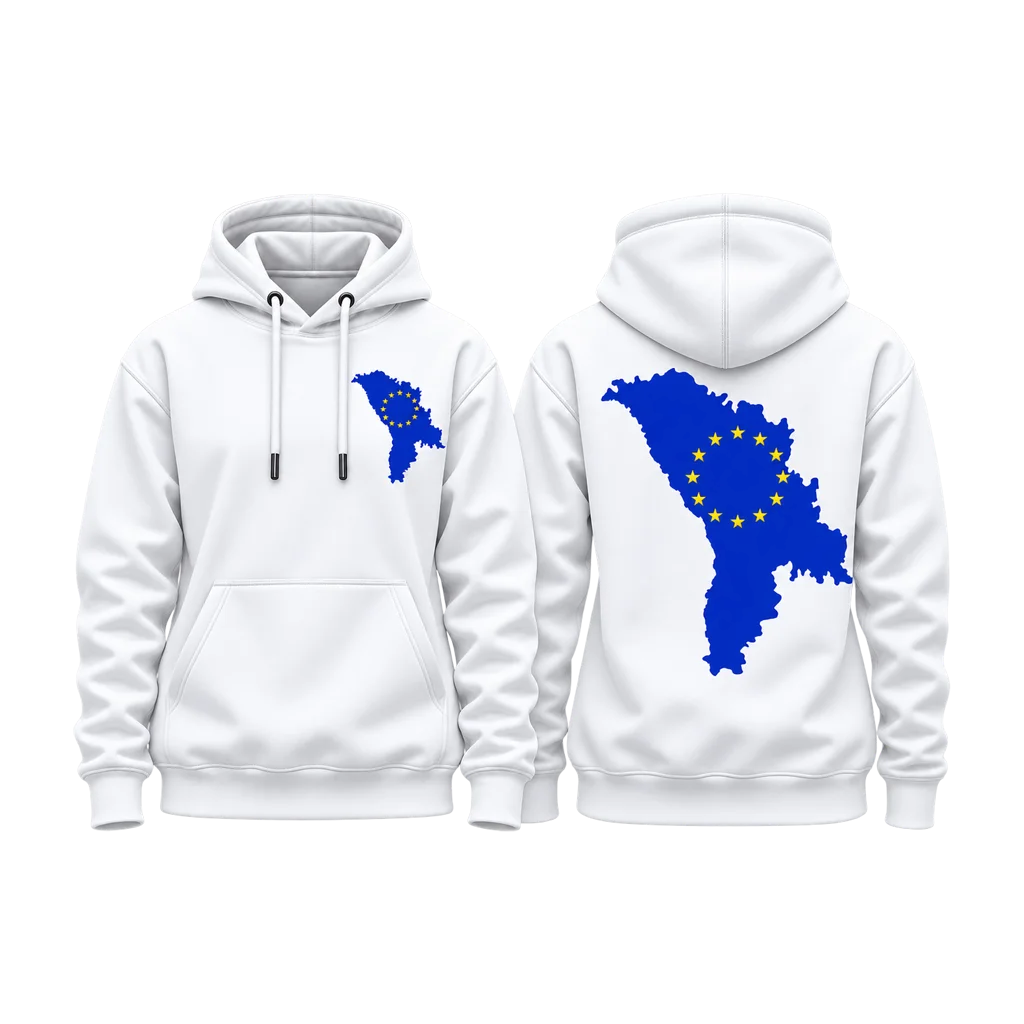 Dark Moldova EU Map Flag Dual-Print Hoodie