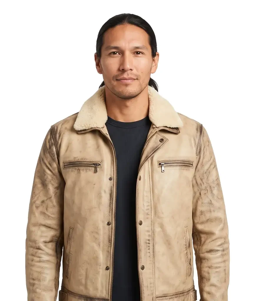 Distressed Shearling Jacket