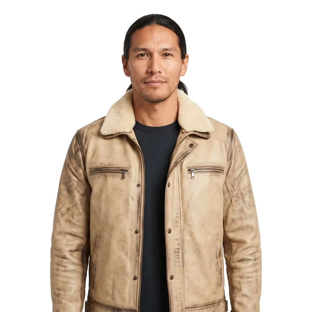 Distressed Shearling Jacket