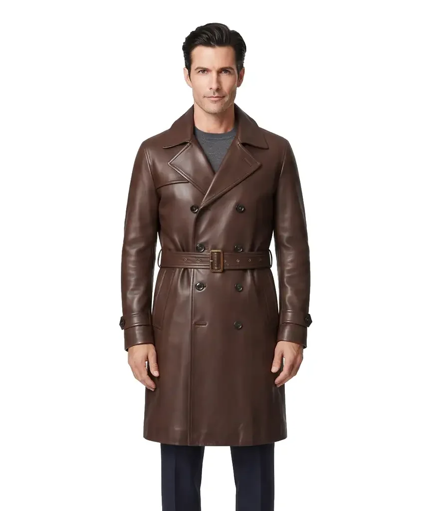 Double-Breasted Leather Trench