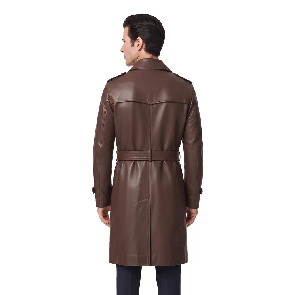 Double-Breasted Leather Trench