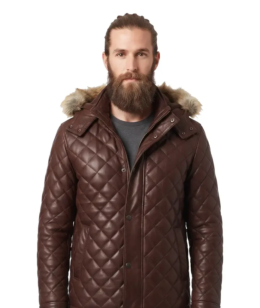 Fur Hood Leather Jacket