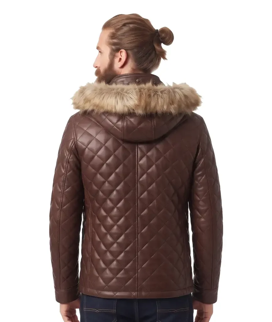 Fur Hood Leather Jacket