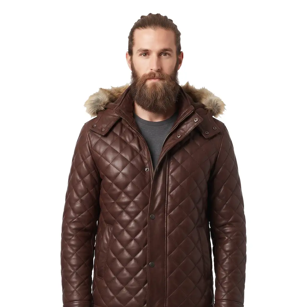 Fur Hood Leather Jacket