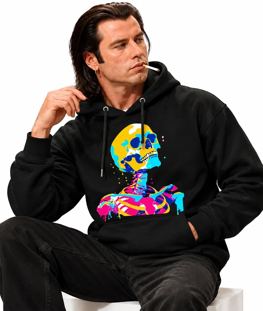 Ghost in the Shell Neon Drip Skeleton Hoodie