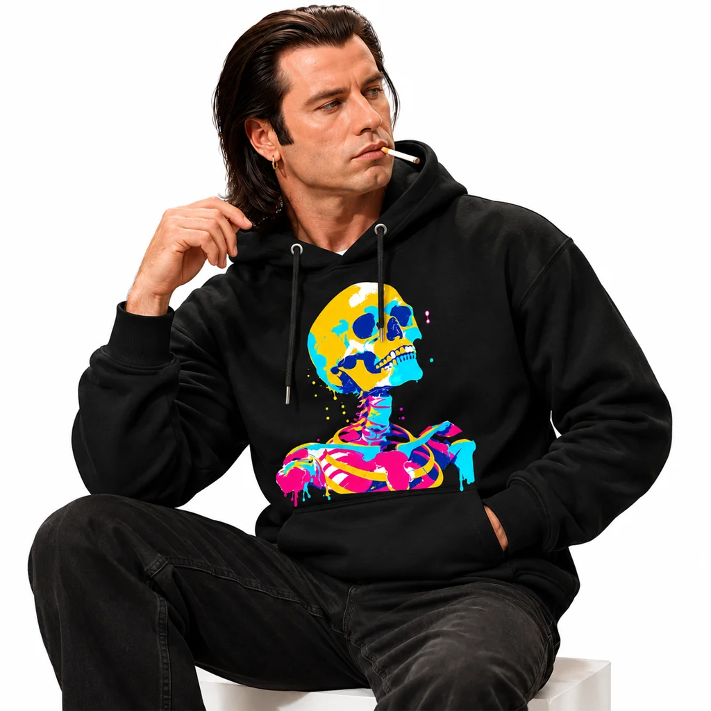 Ghost in the Shell Neon Drip Skeleton Hoodie