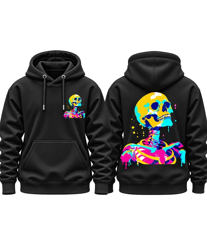 Ghost in the Shell Neon Drip Skeleton Dual-Print Hoodie