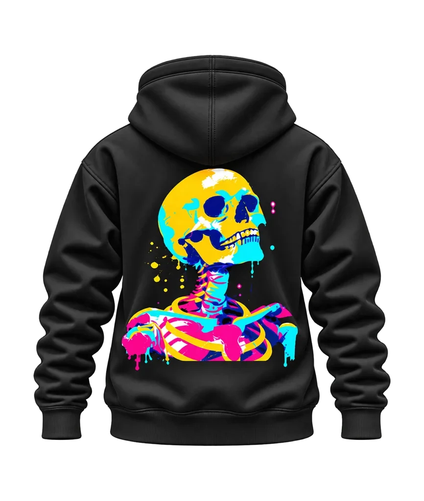 Ghost in the Shell Neon Drip Skeleton Dual-Print Hoodie