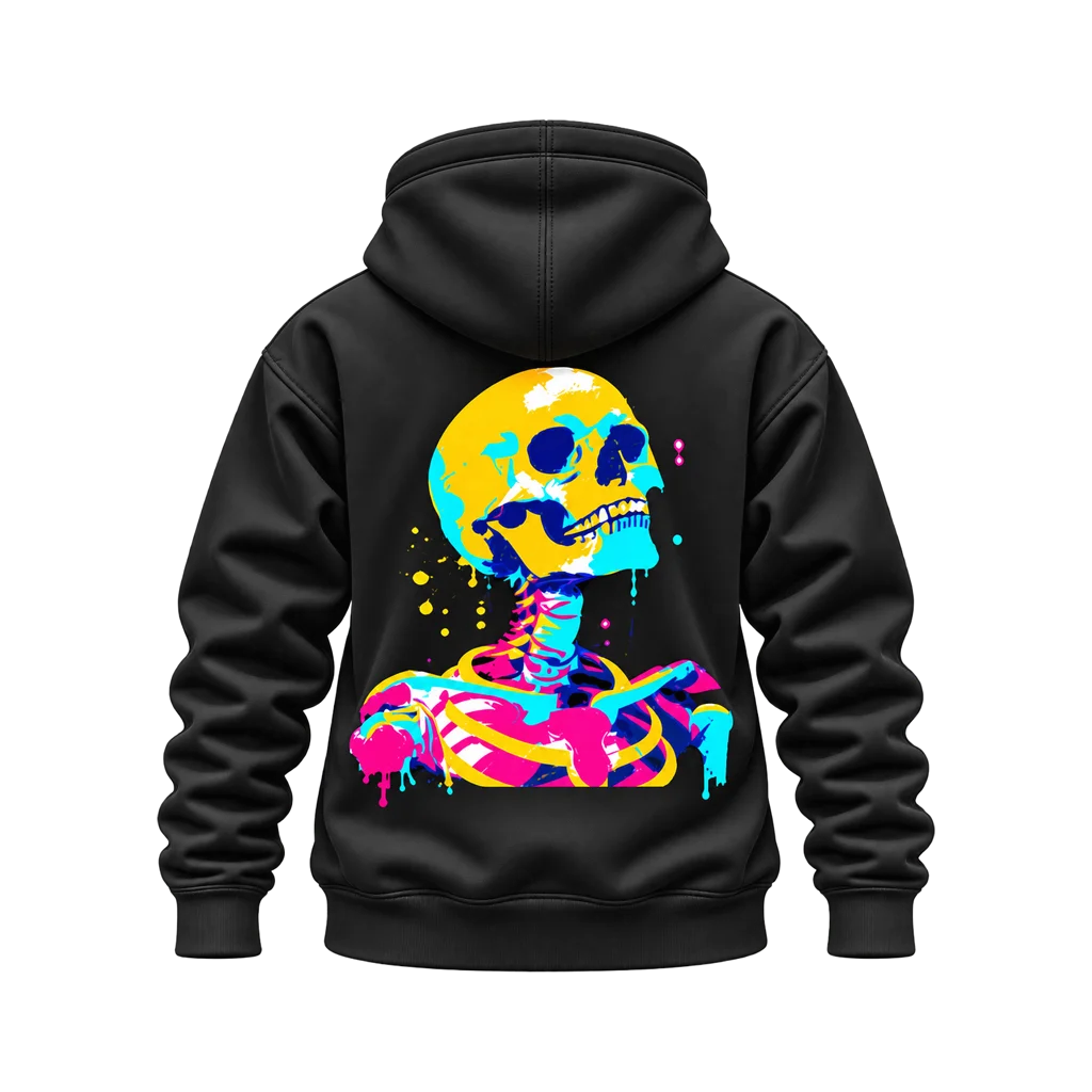 Ghost in the Shell Neon Drip Skeleton Dual-Print Hoodie