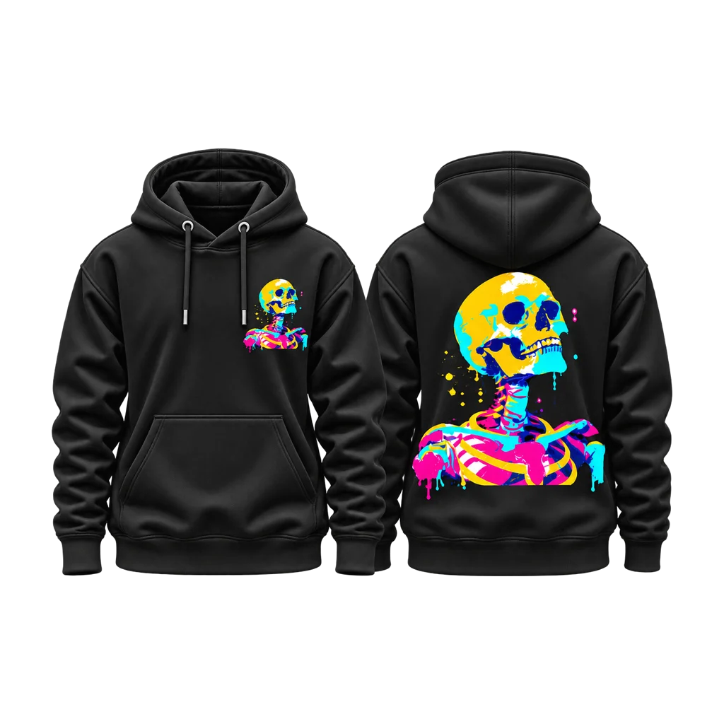 Ghost in the Shell Neon Drip Skeleton Dual-Print Hoodie