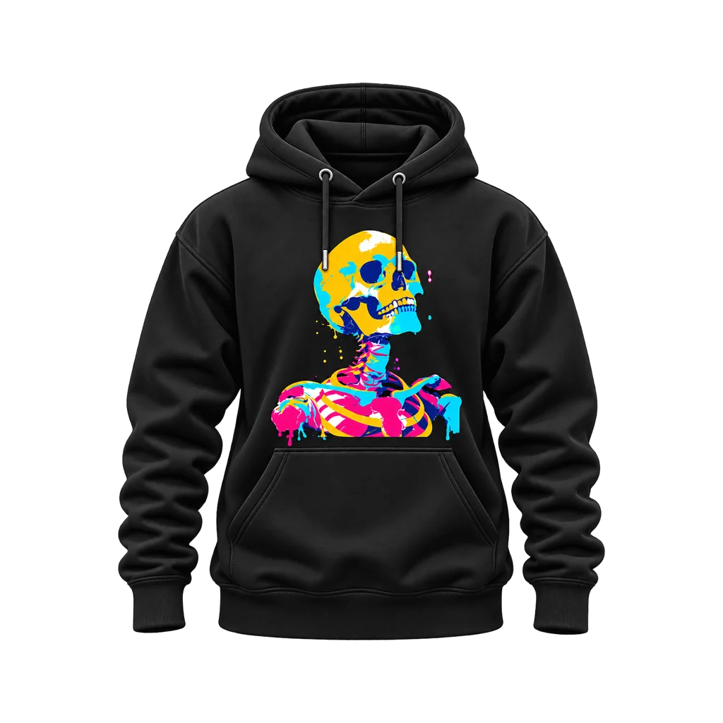 Ghost in the Shell Neon Drip Skeleton Hoodie