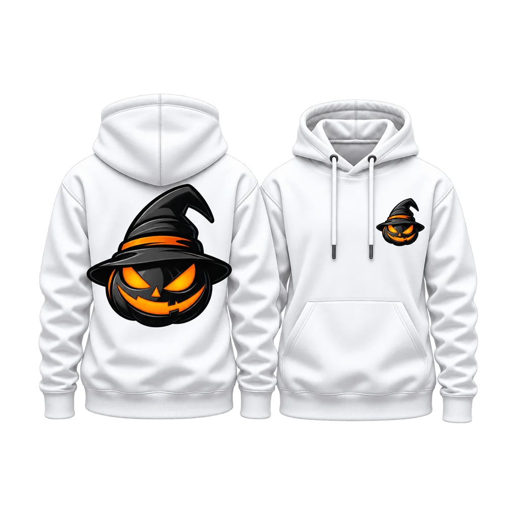 Hocus Pocus Witch Hat Black Pumpkin Dual-Print Hoodie