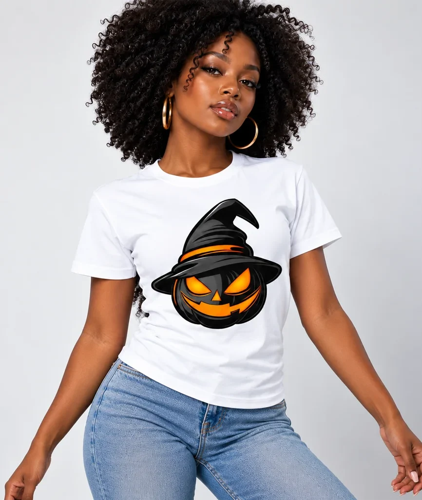 Hocus Pocus Witch Hat Black Pumpkin Tee