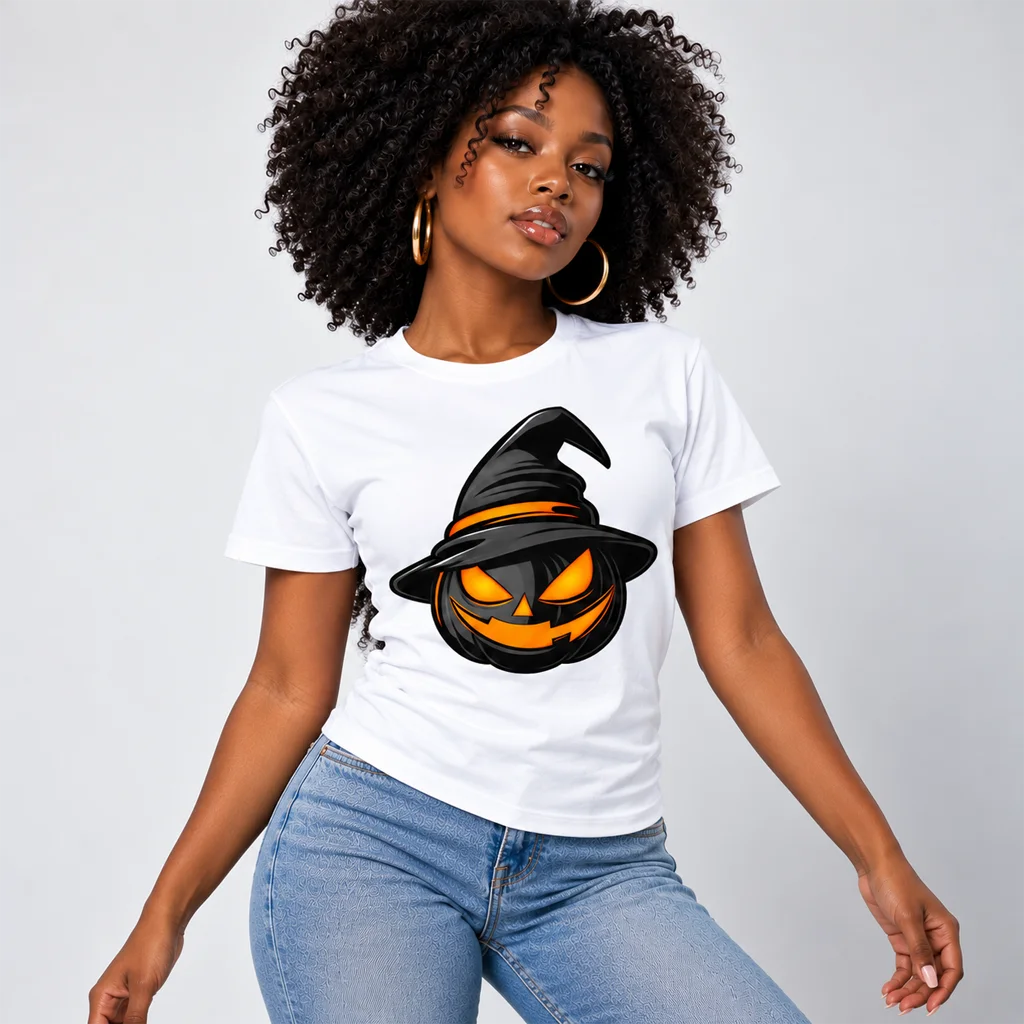 Hocus Pocus Witch Hat Black Pumpkin Tee