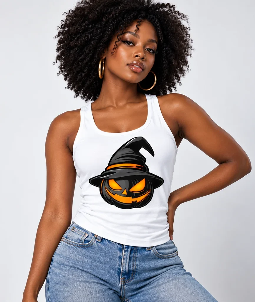 Hocus Pocus Witch Hat Black Pumpkin Tank Top