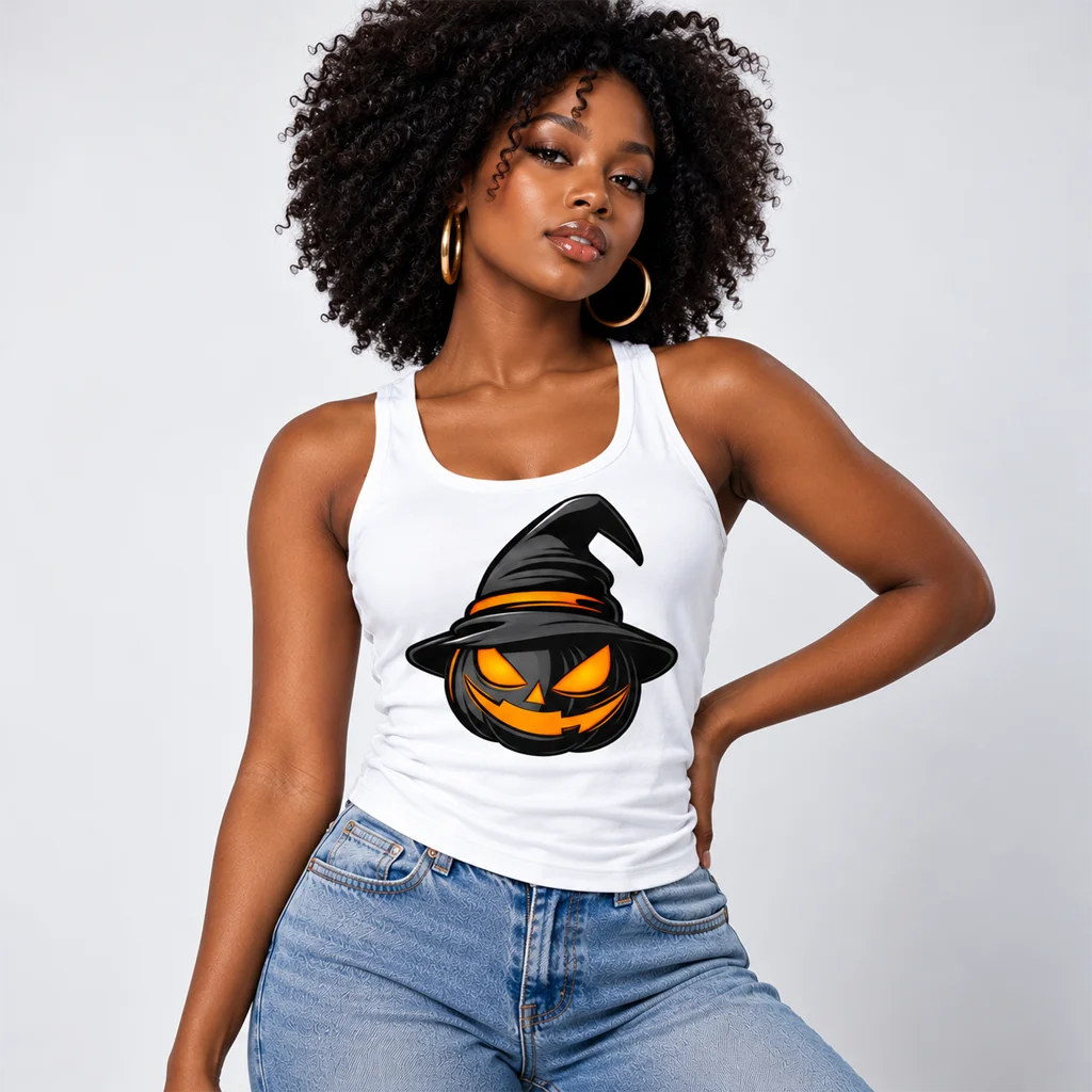 Hocus Pocus Witch Hat Black Pumpkin Tank Top