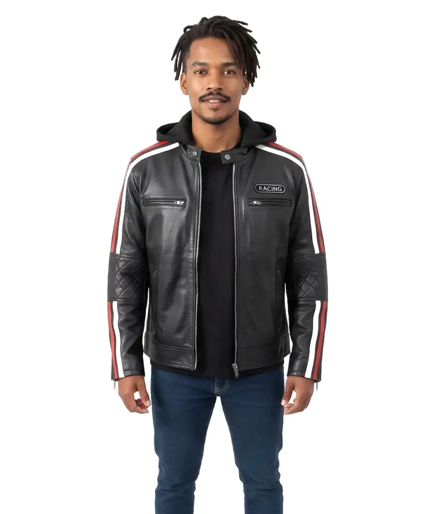 Hooded Racing Leather Jacket