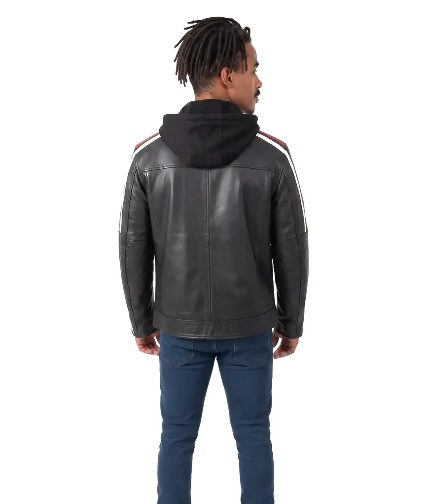 Hooded Racing Leather Jacket