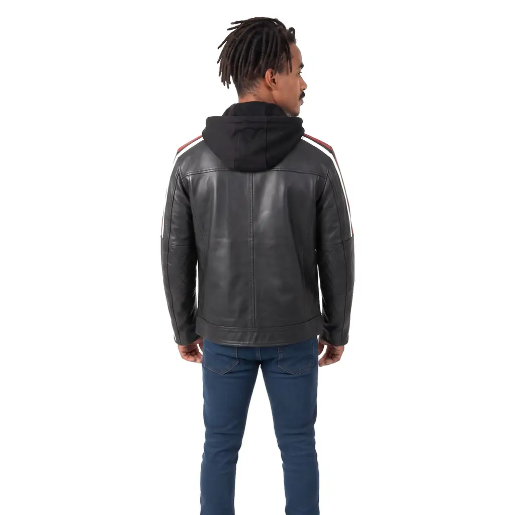 Hooded Racing Leather Jacket