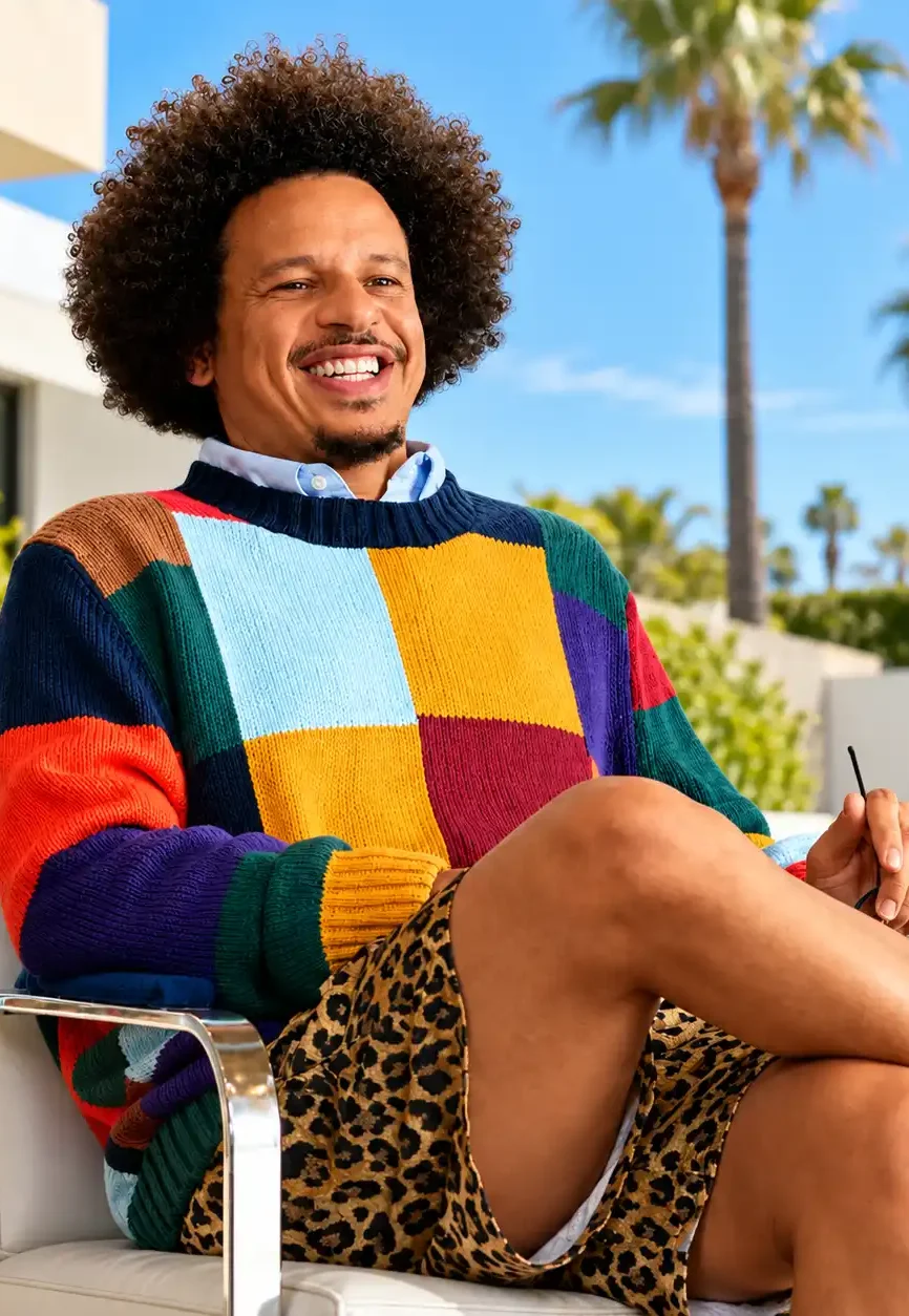 Eric Andre Colorful Patchwork Poolside Knit Sweater
