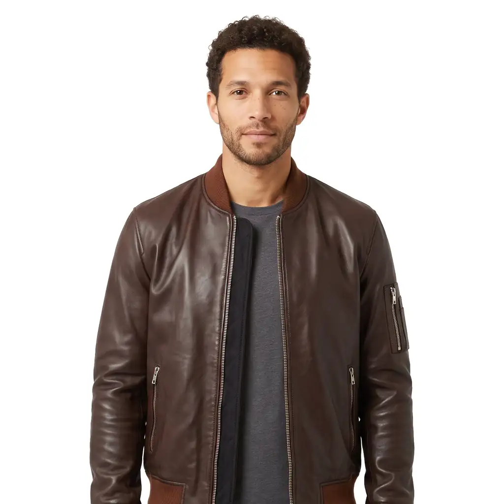 Leather Bomber Flight Jacket