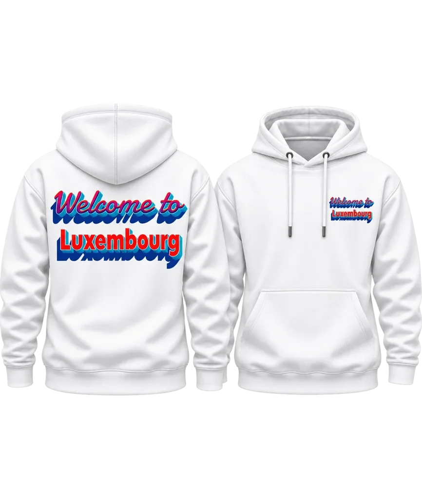 Luxembourg Retro 3D Typography Dual-Print Hoodie