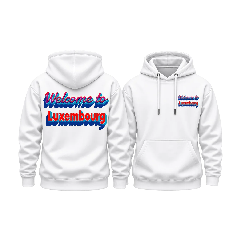 Luxembourg Retro 3D Typography Dual-Print Hoodie
