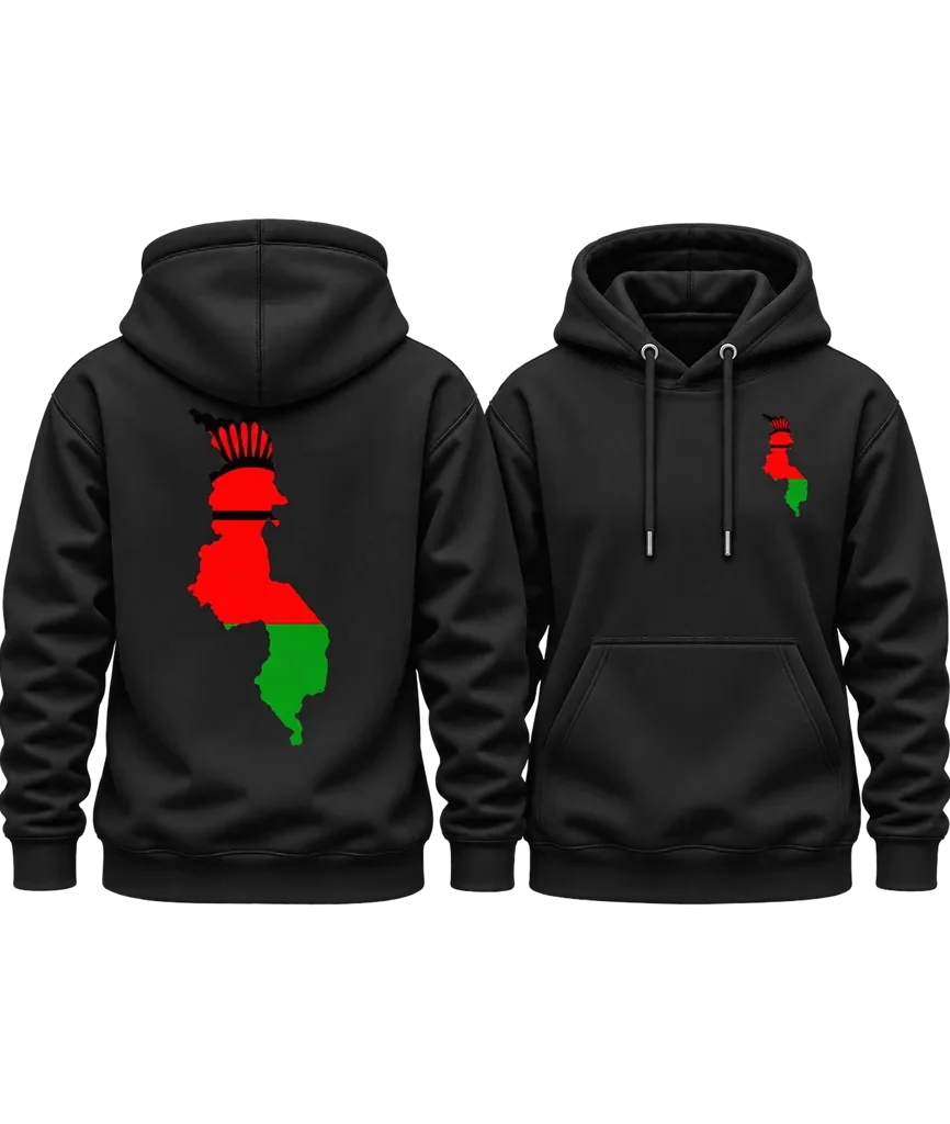 Malawi Map Flag Dual-Print Hoodie