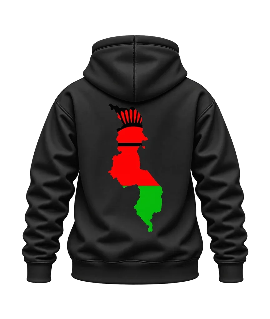 Malawi Map Flag Dual-Print Hoodie