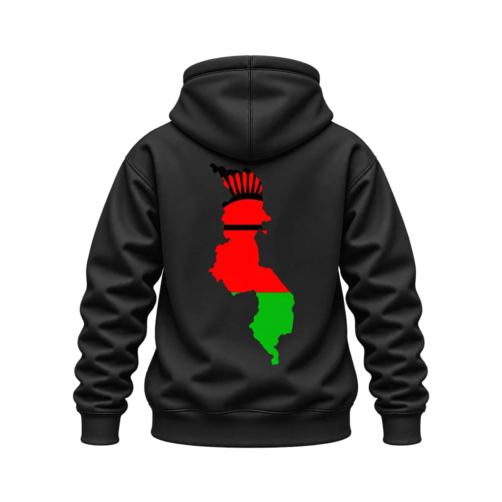 Malawi Map Flag Dual-Print Hoodie