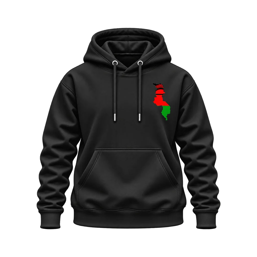 Malawi Map Flag Dual-Print Hoodie
