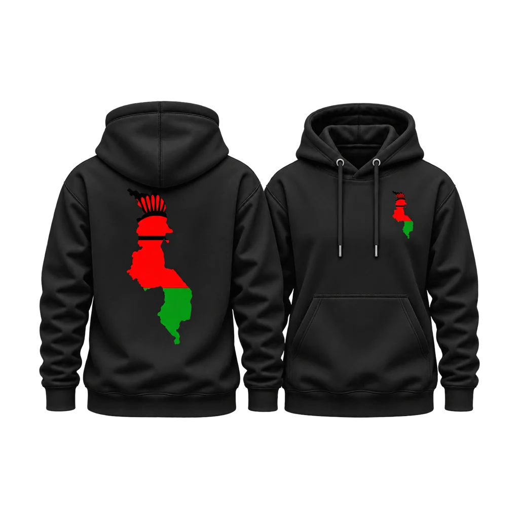 Malawi Map Flag Dual-Print Hoodie