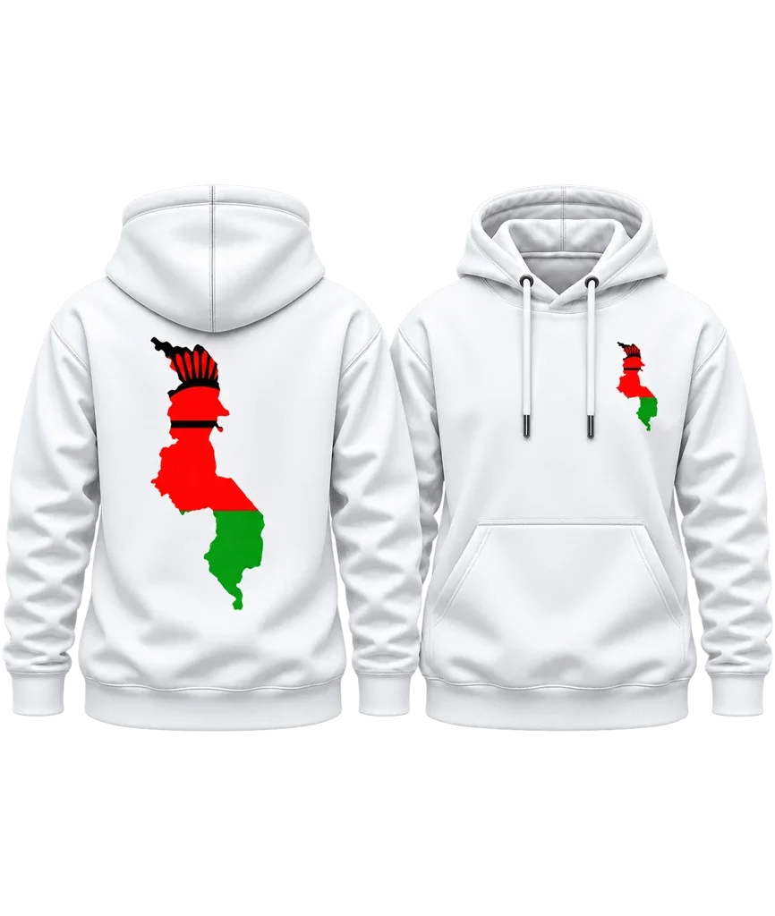 Malawi Map Flag Dual-Print Hoodie