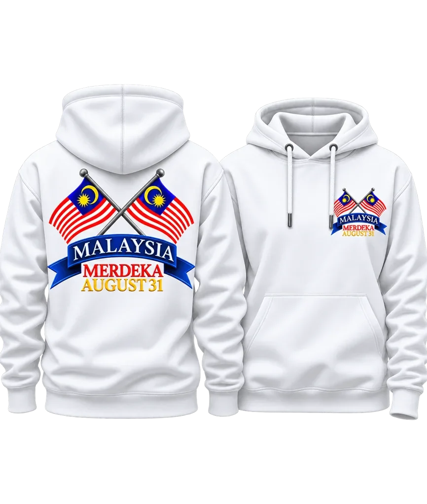 Malaysia Merdeka Day Crossed Flags Dual-Print Hoodie