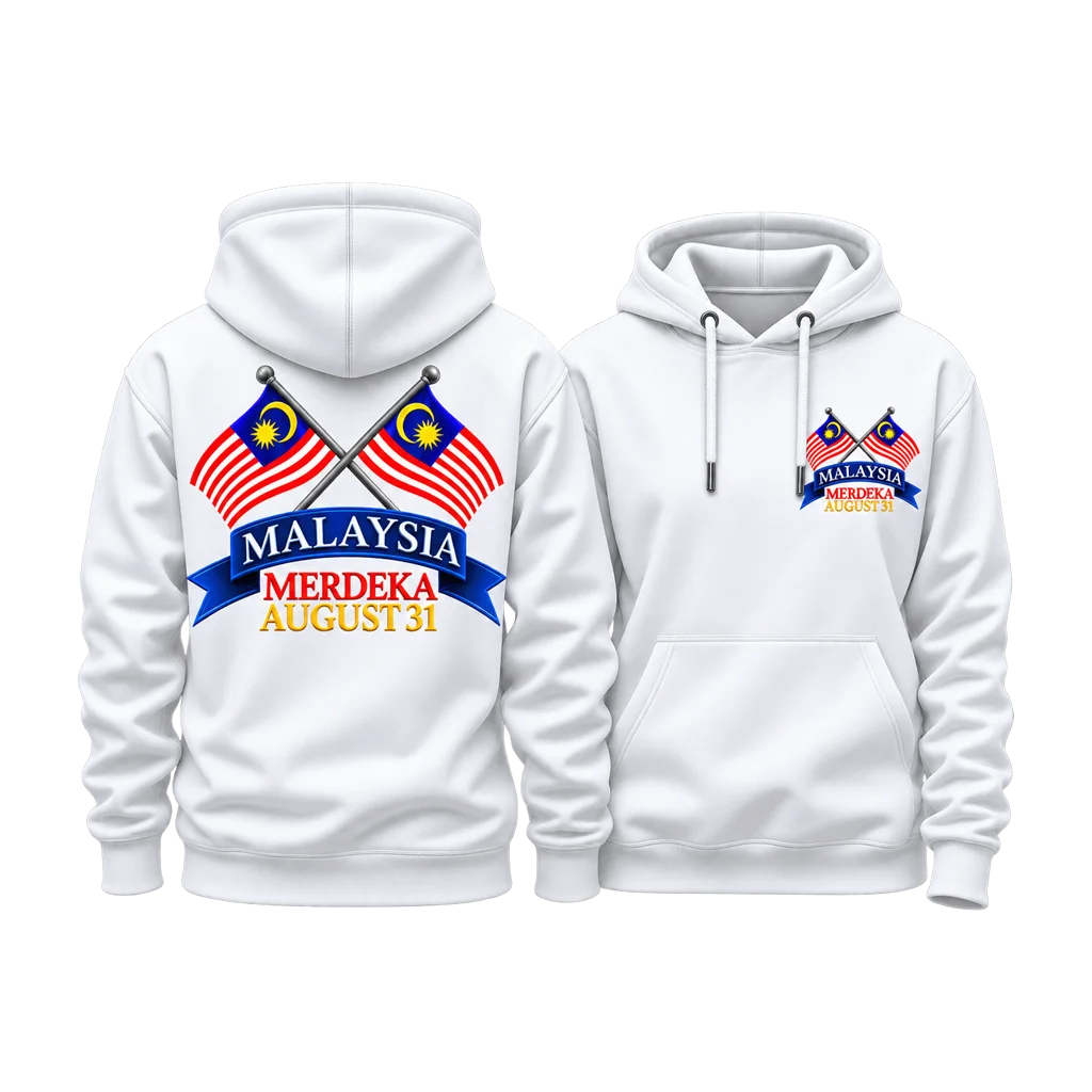 Malaysia Merdeka Day Crossed Flags Dual-Print Hoodie