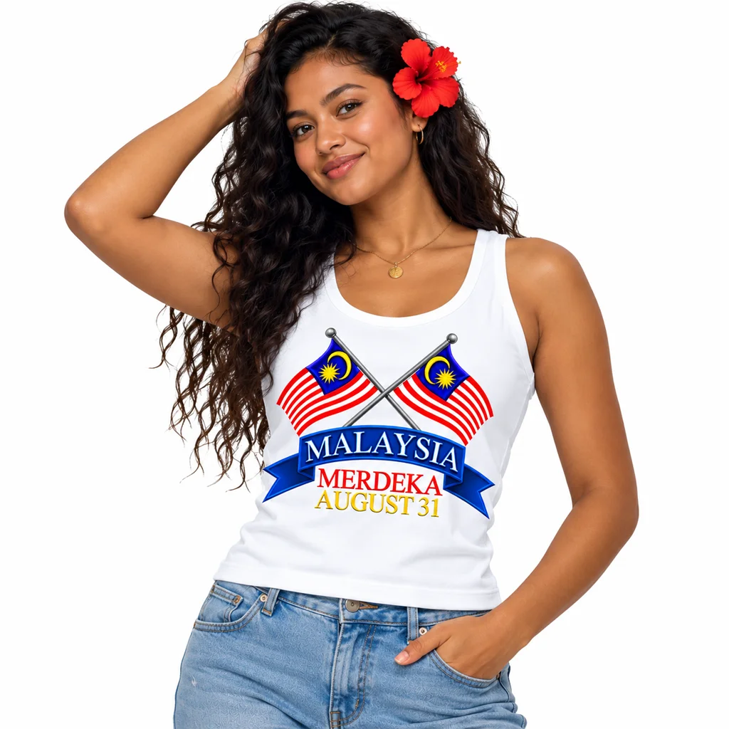 Malaysia Merdeka Day Crossed Flags Tank Top